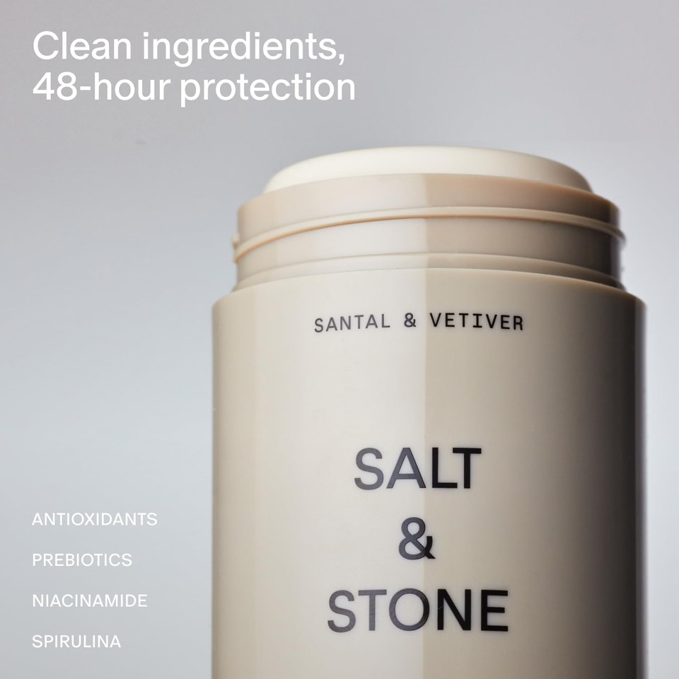 Salt & Stone Aluminum Free Deodorant | Extra Strength 48 Hour Protection For Women & Men | Made With Seaweed Extracts, Shea Butter & Prebiotics (Neroli & Basil)