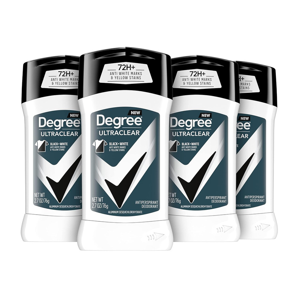 Degree Men Ultraclear Antiperspirant Deodorant Black + White 4 Count 72-Hour Sweat & Men Antiperspirant Deodorant Adventure 4 Count For Freshness And Odor Protection