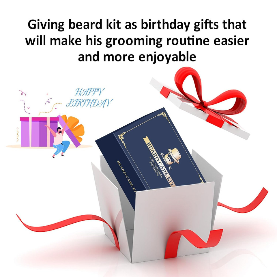 Jurgen K Beard Growth Kit For Men With Beard Growth Oil (2 Packs), Balm, Comb, Beard Massager For Patchy/Spot Facial Hair, Beard Kit For Men'S Daily Grooming, Birthday Gifts For Him Boyfriend Husband