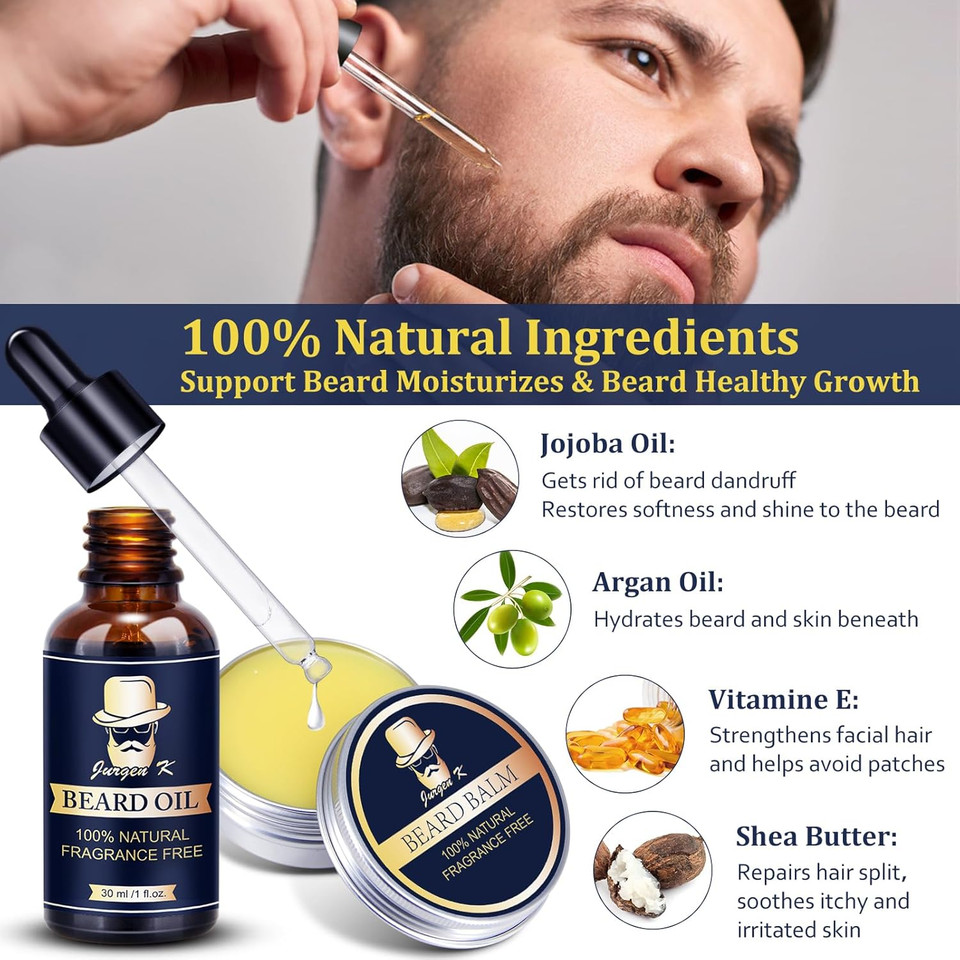 Gifts For Men, Beard Kit For Men'S Daily Grooming, Moisturize & Soften Coarse, Dry Facial Hair, Anniversary & Wedding & Birthday Gifts For Him Boyfriend Husband Dad Brother Adult Son Male Friend