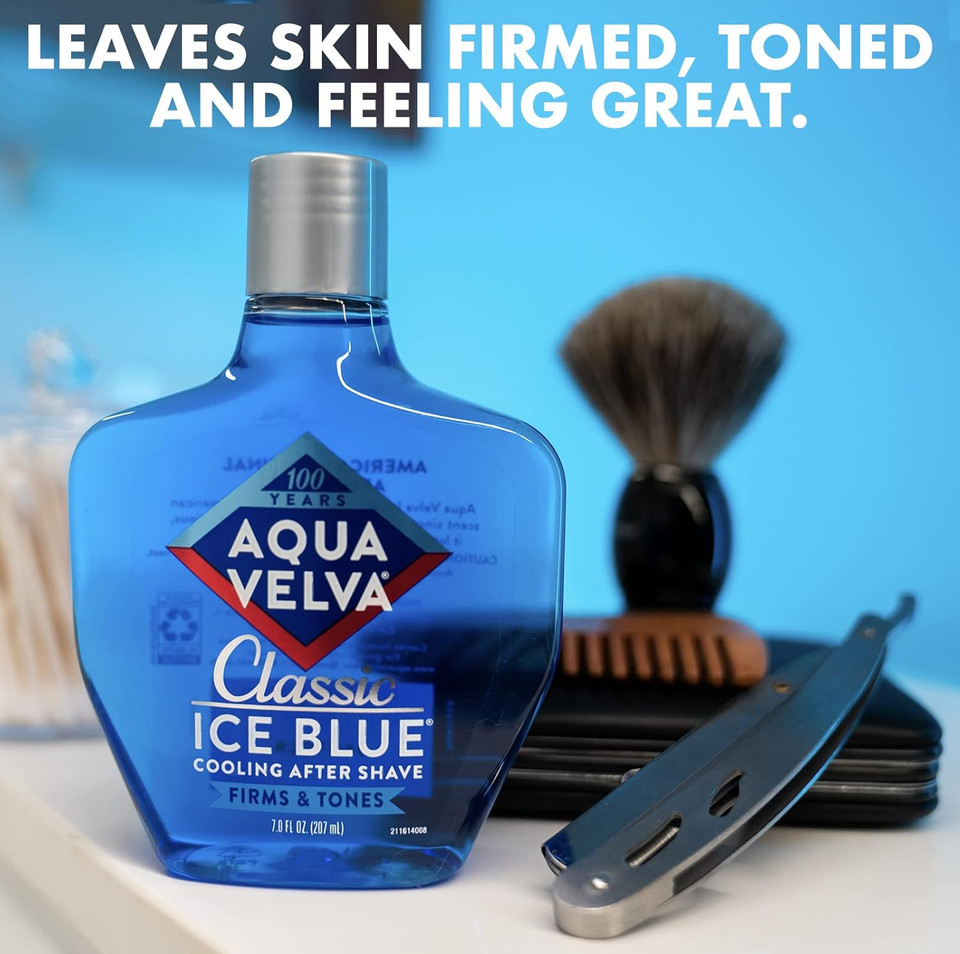 Aqua Velva After Shave, Classic Ice Blue, Soothes, Cools, And Refreshes Skin, 7 Ounce