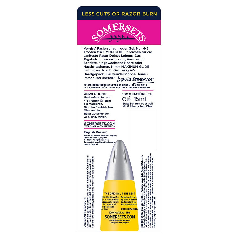 Somersets Maximum Glide Extra Sensitive English Shaving Oil 15 Ml