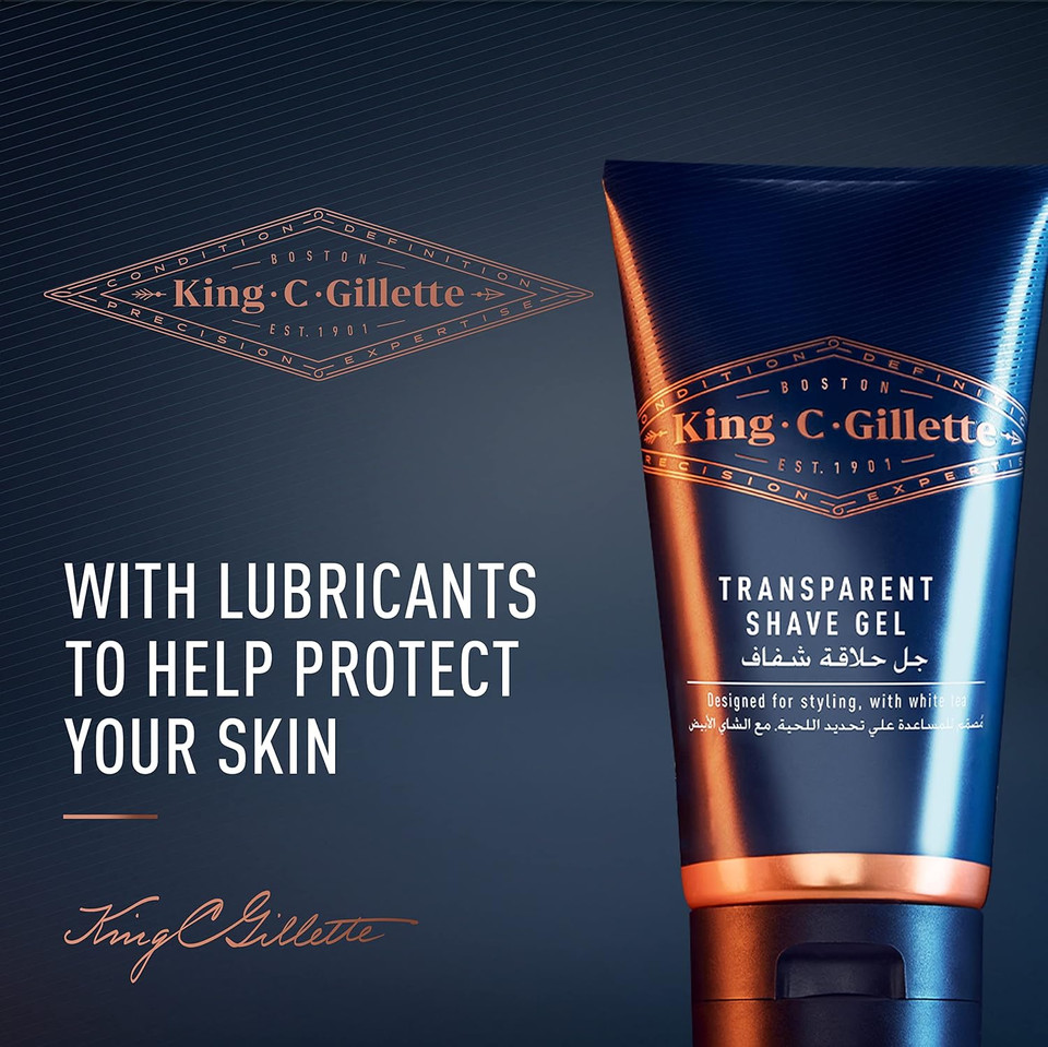 King C. Gillette MenS Transparent Shave Gel With White Tea And Argan Oil, 5Oz