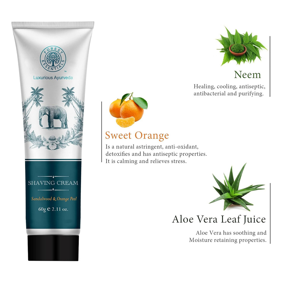 Forest Essentials Shaving Cream Sandalwood & Orange Peel 60G Forest Essentials Shaving Cream Sandalwood & Orange Peel 60G