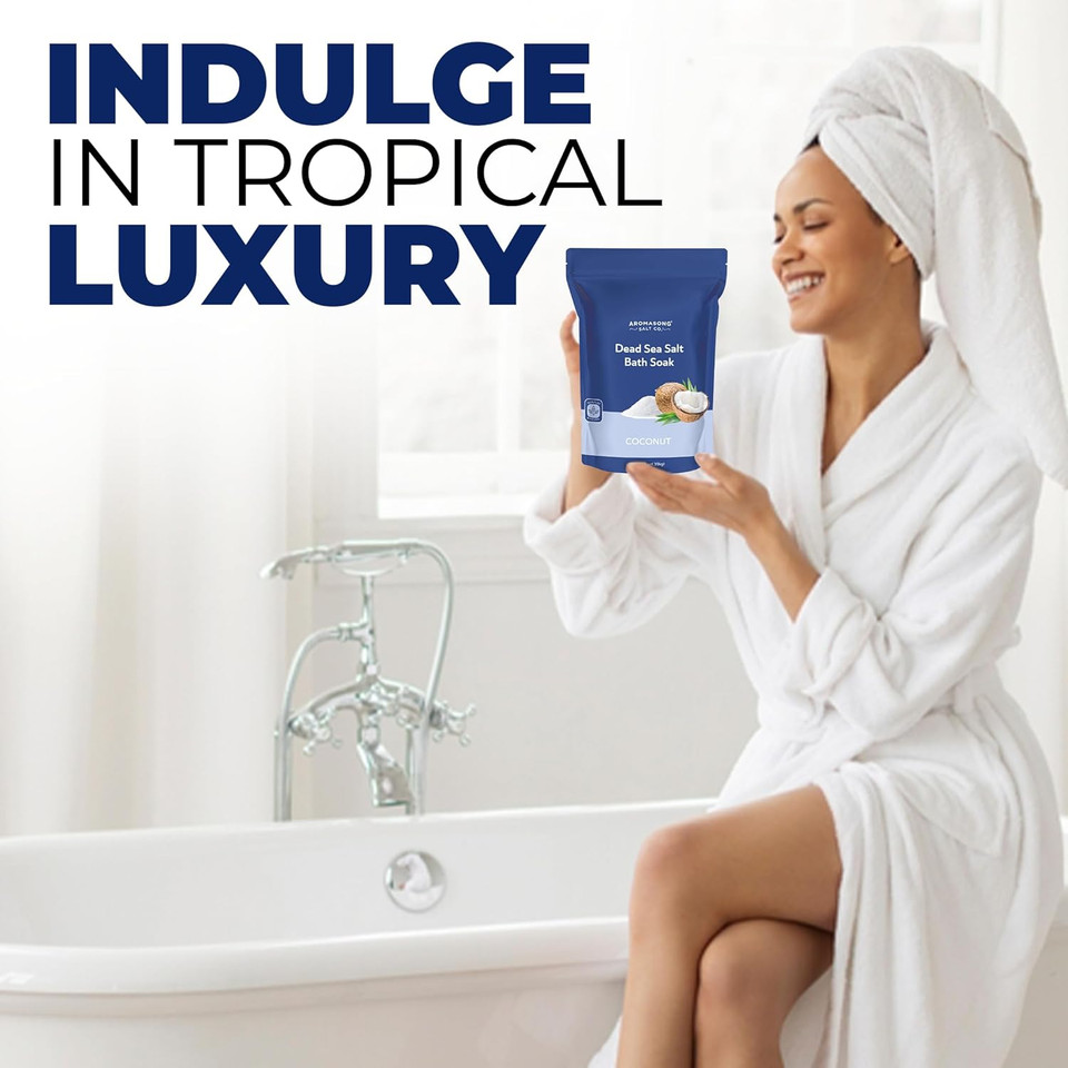 Aromasong Pure Dead Sea Salt 100% Natural Grapefruit Essential Oil  2.5 Oz. Spa Bath Salt Fine Grain- Christmas Stocking Stuffers For Adults, Kids, Women, And Mens Soak Stocking Stuffers For Adults