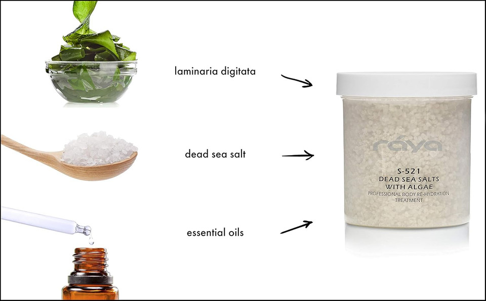Raya Dead Sea Salts With Algae (S-521) | Relaxing, Calming, And Hydrating Bath Treatment | Made With Minerals, Seaweed, And Algae
