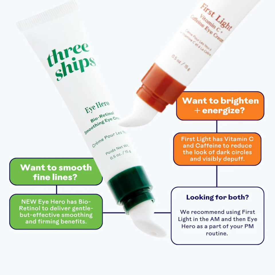 Three Ships First Light Vitamin C + Caffeine Eye Cream- Visibly Brightens + De-Puffs, Reduces Look Of Dark Circles, Brightening Under Eye Cream (15G)