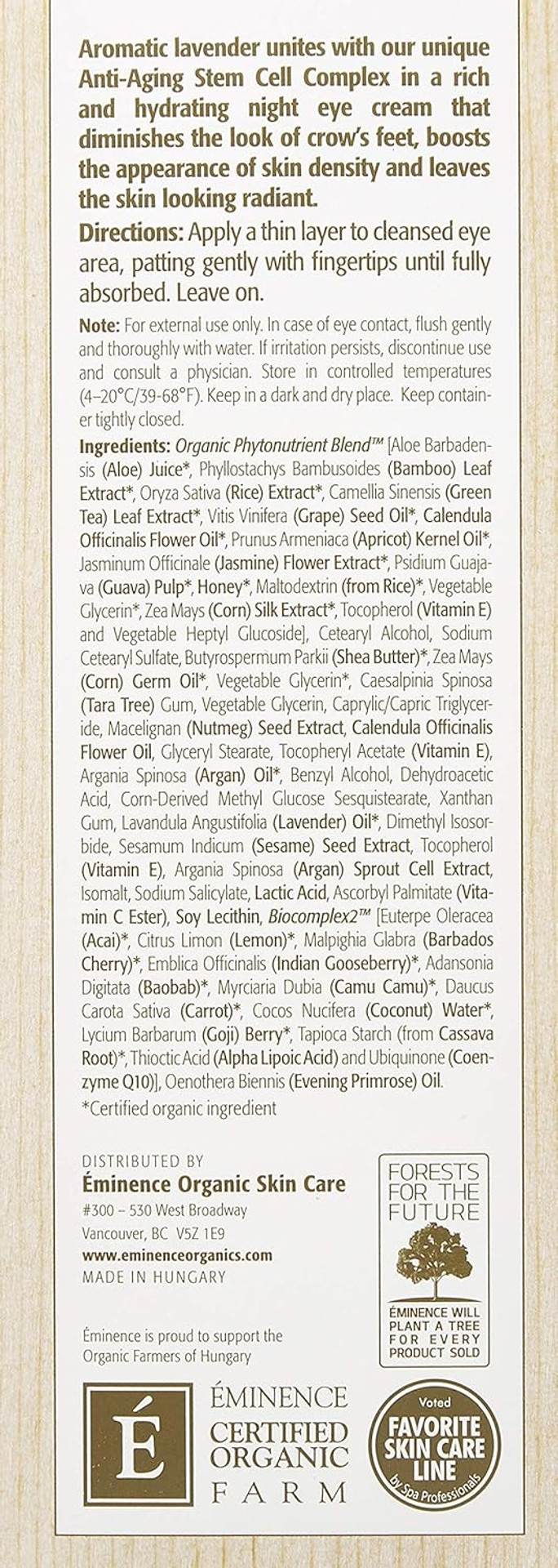 Eminence Lavender Age Corrective Night Eye Cream, 1.05 Ounce Eminence Lavender Age Corrective Night Eye Cream, 1.05 Ounce