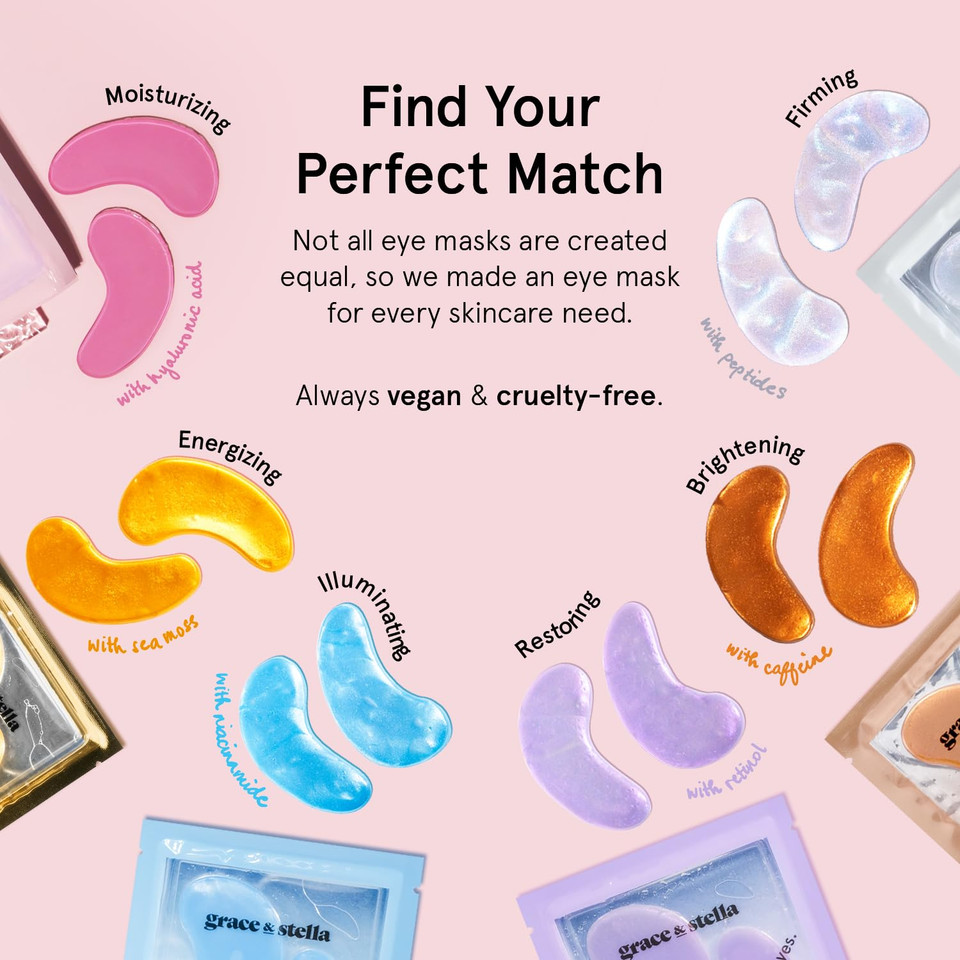 Grace & Stella Award Winning Under Eye Mask - Reduce Dark Circles, Puffy Eyes, Undereye Bags, Wrinkles - Gel Under Eye Patches - Gifts For Mom - Vegan Cruelty-Free Self Care (Pink, 6 Pairs)