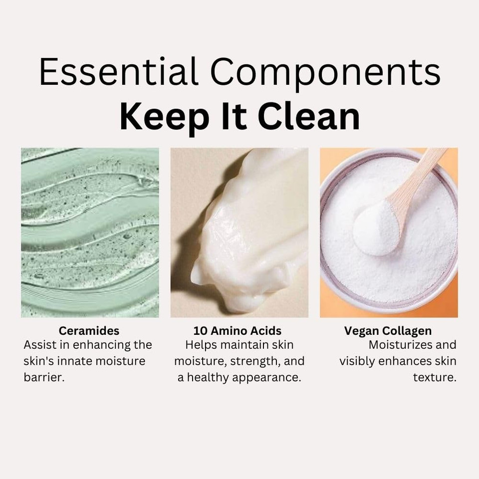 Innbeauty Project Keep It Clean Hydrating Gel Cleanser With 10 Amino Acids, Ceramides, & Vegan Collagen, 6.7 Fl Oz