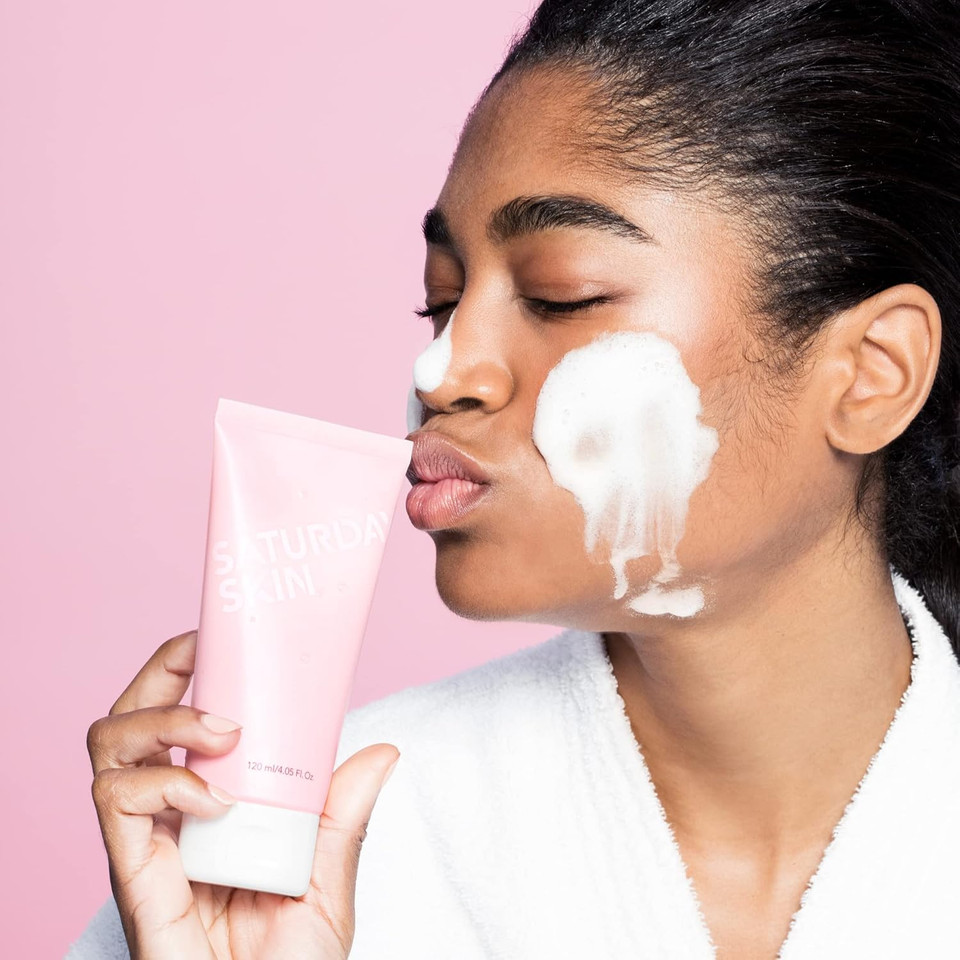 Saturday Skin Face Cleanser Hydrating Foam Cleanser Natural Ingredients Anti-Aging | Makeup Remover And Face Wash | Fragrance Free Ideal For Sensitive, Dry Skin Korean Skincare
