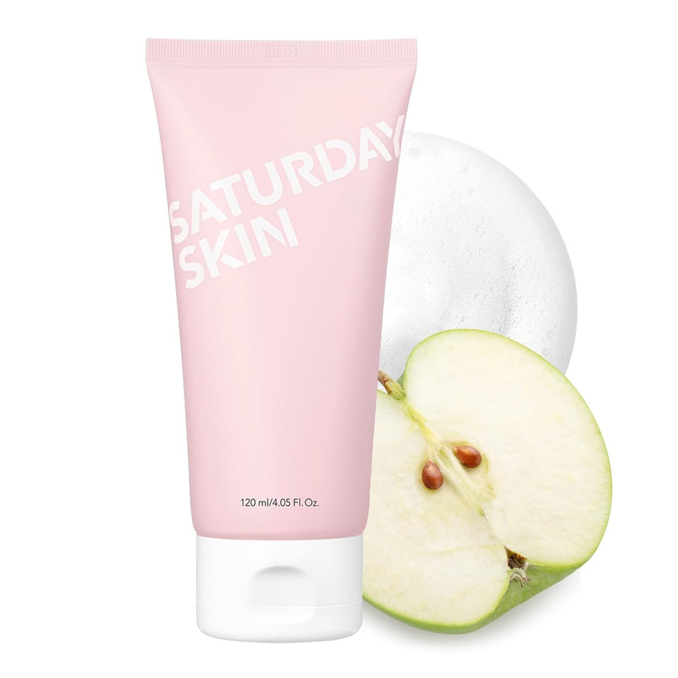 Saturday Skin Face Cleanser Hydrating Foam Cleanser Natural Ingredients Anti-Aging | Makeup Remover And Face Wash | Fragrance Free Ideal For Sensitive, Dry Skin Korean Skincare