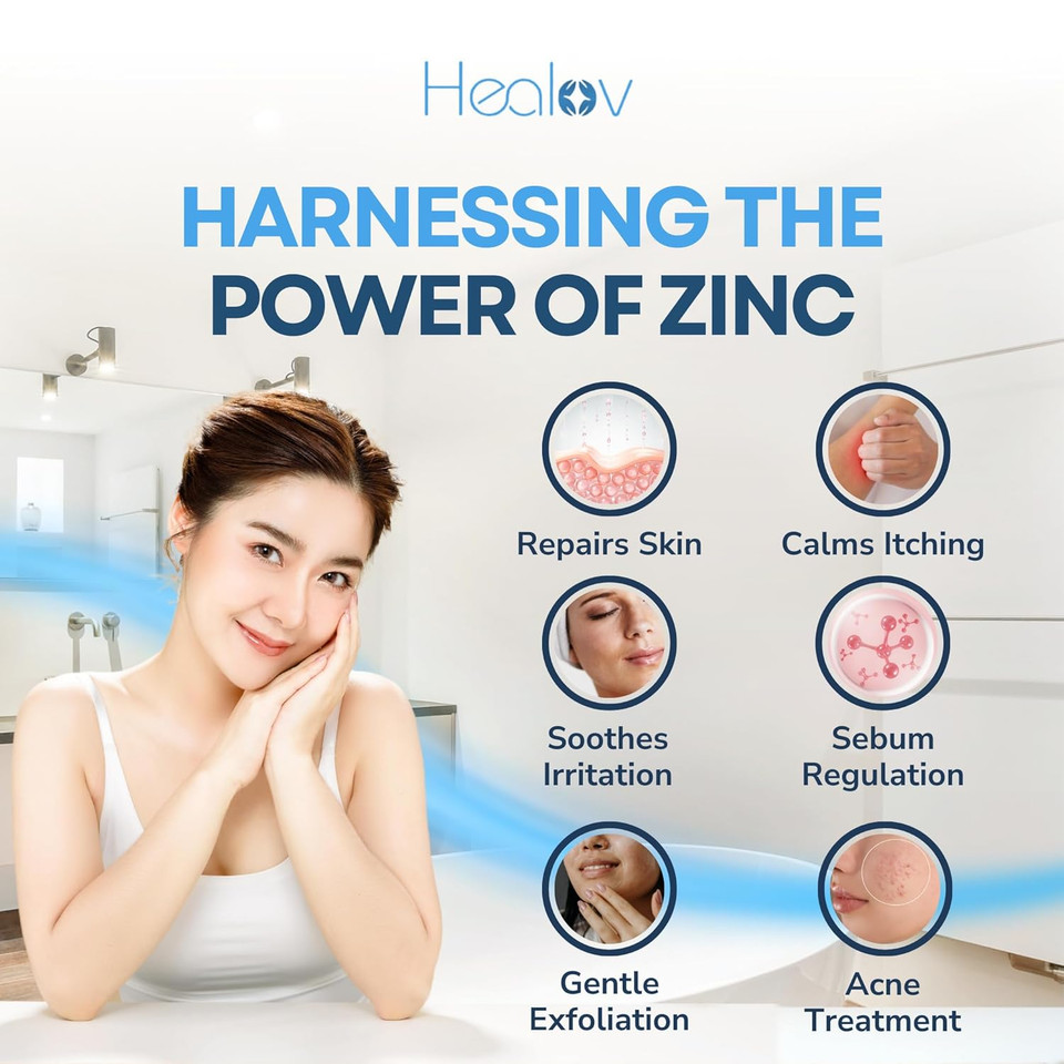 Zinc Face Wash | Zinc Soap Skin Therapy Body Cleanser For Acne, Rosacea, Eczema, Dermatitis, Psoriasis, Itching | Cleansing, Calming Facial Wash | Exfoliating Zinc Face & Body Wash For All Skin Types