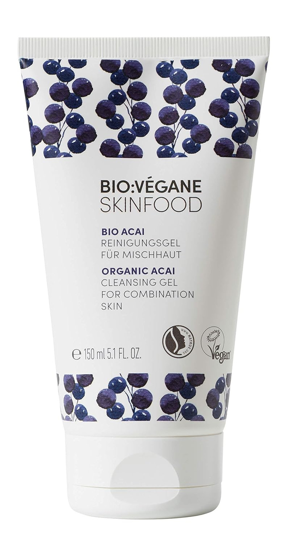 Bio:Vegane Skinfood Organic Acai Cleansing Gel For Combination Skin 5.1 Fl Oz (150 Ml)
