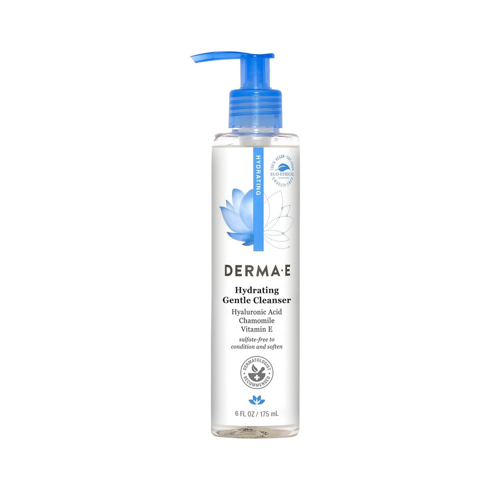 Derma E Hydrating Gentle Cleanser With Hyaluronic Acid  Moisturizing Facial Cleanser Tones, Moisturizes & Improves Skin Texture  Gently Exfoliating Face Wash, 6 Fl Oz