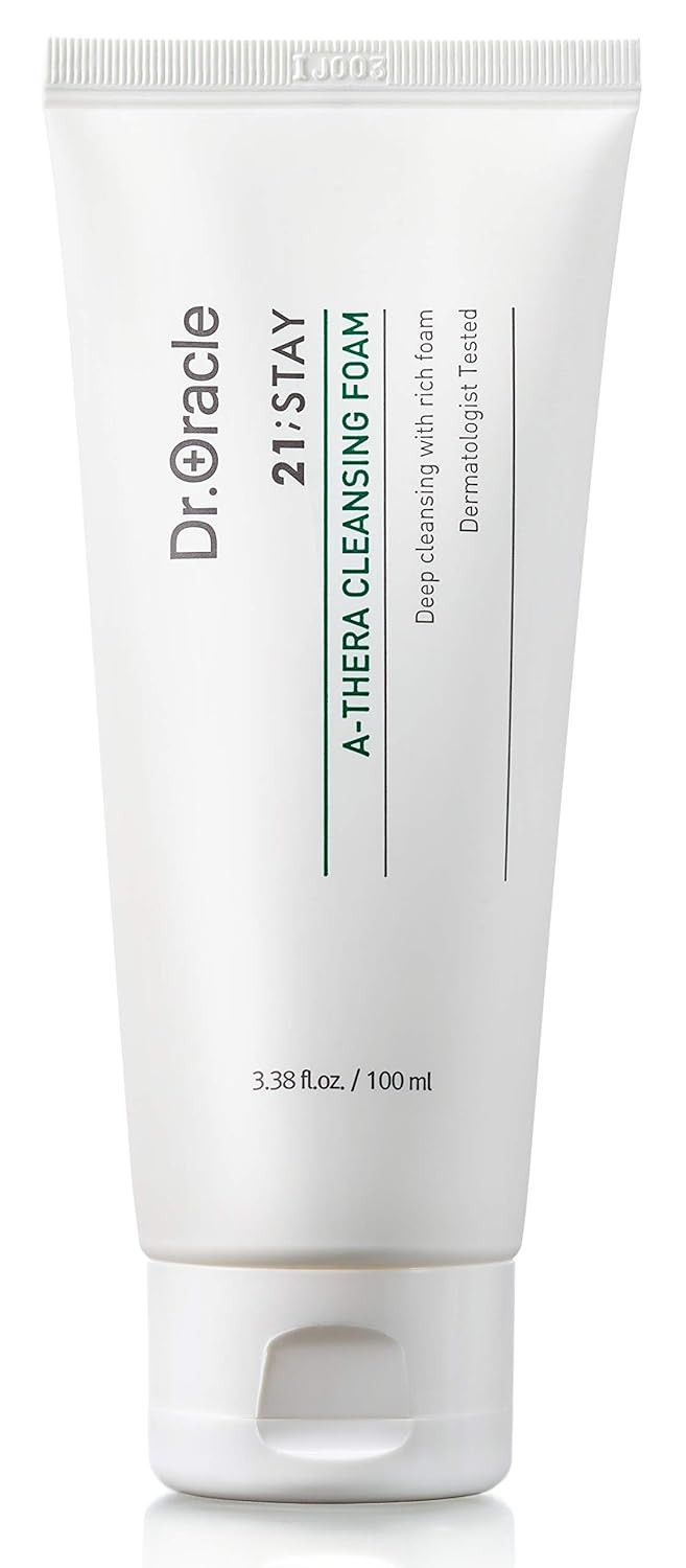 Dr.Oracle 21 Stay A-Thera Cleansing Foam  Tea Tree Oil & Salicylic Acid Cleanser For Hormonal Acne, Pore Deep Cleansing Foam, Korean Skin Care, Dermatologist Tested 3.38 Fl Oz