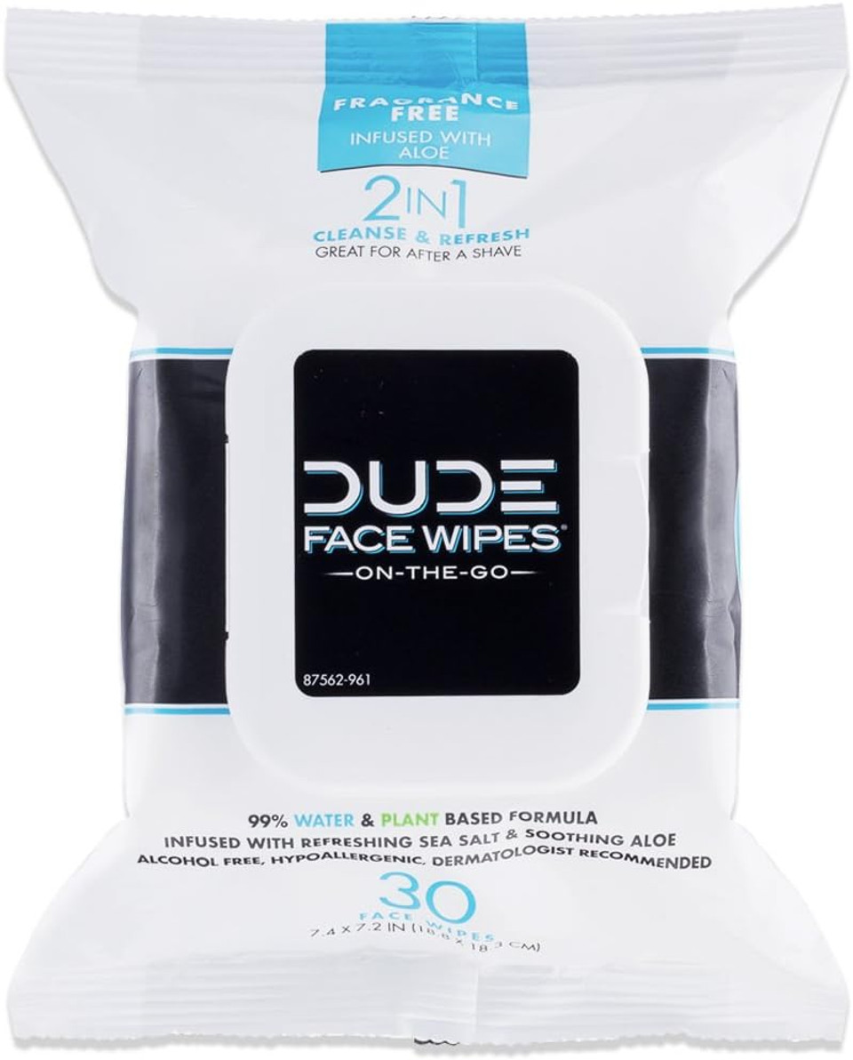 Dude Wipes - Face And Body Wipes - 3 Pack, 90 Wipes - Unscented Wipes With Sea Salt & Aloe - 2-In-1 Body & Face Wipes - Alcohol Free And Hypoallergenic Cleansing Wipes