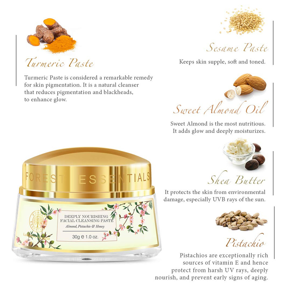 Forest Essentials Deeply Nourishing Facial Cleansing Paste, Almond, Pistachio And Honey, 30G