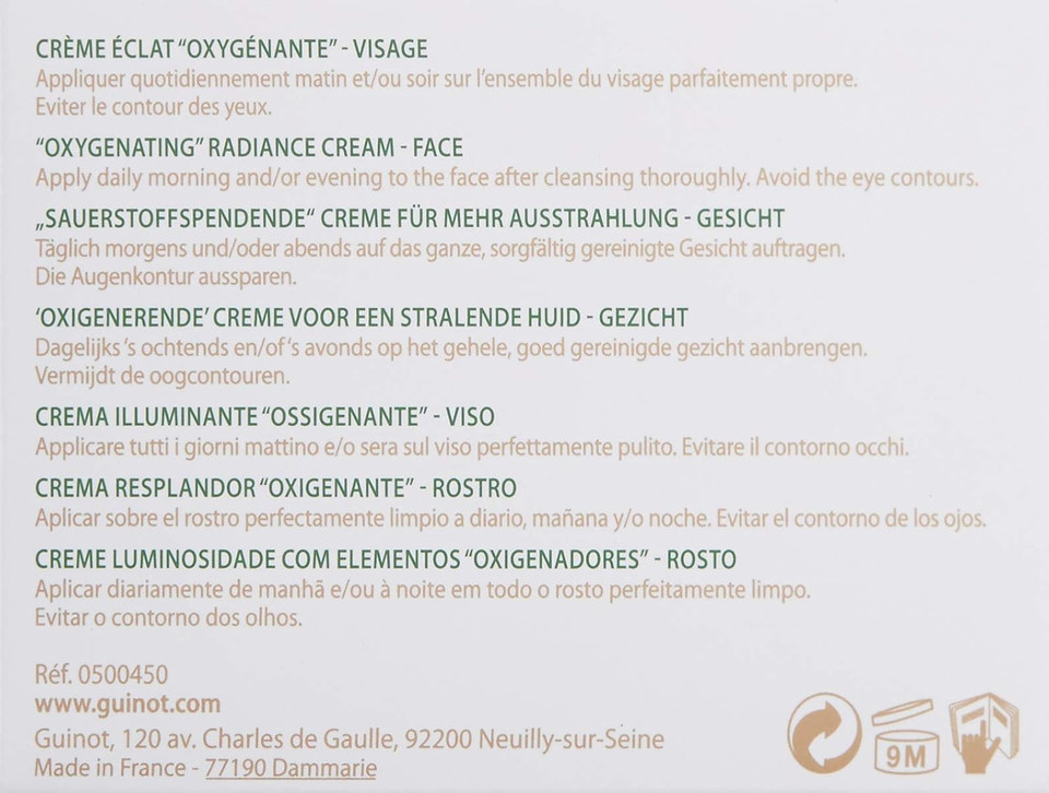Guinot Bioxygene Oxygenating Radiance Cream For Face, 1.6 Oz