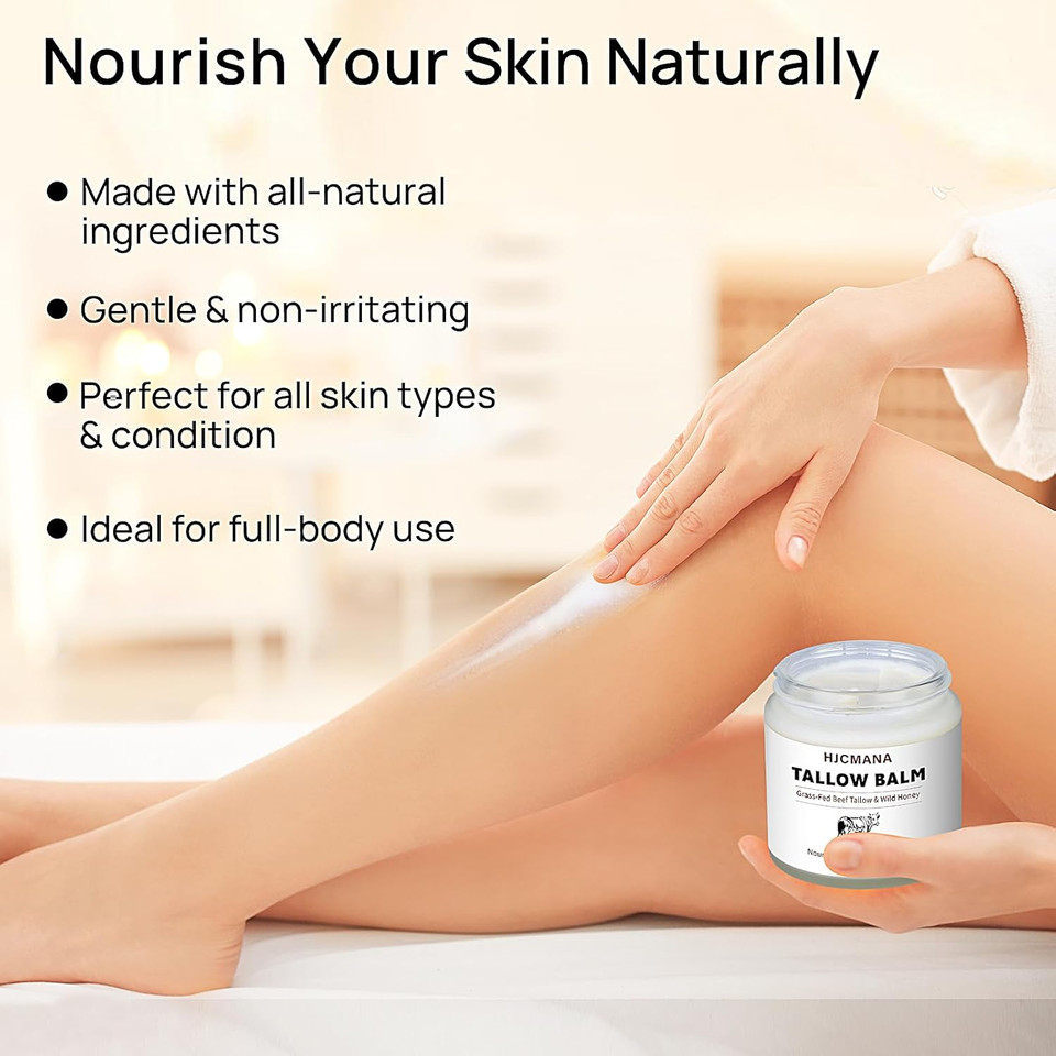 Beef Tallow For Skin 4 Oz, Natural Unscented Tallow And Honey Balm, Grass Fed Beef Tallow For Face And All Skin Types