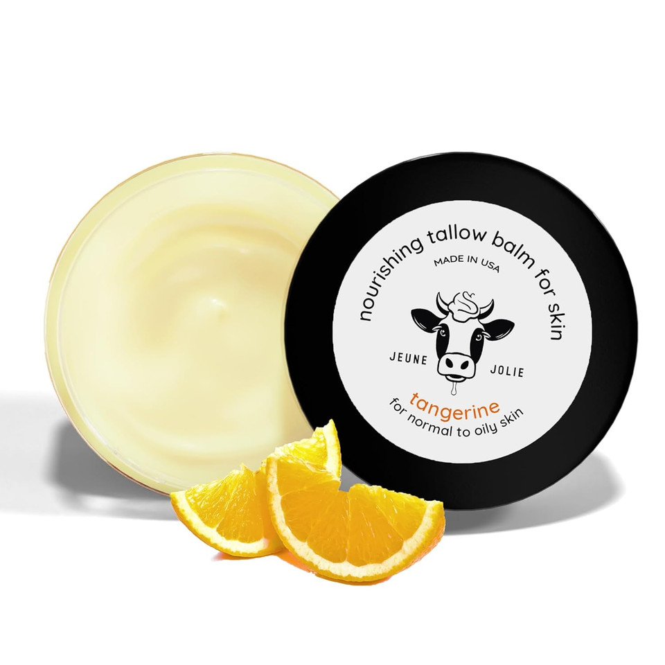 Whipped Milky Beef Tallow For Skin & Face | Made In Usa | 100% Grass-Fed With All-Natural Organic Oils, Dewy Finish Beef Tallow Balm Moisturizer - For Normal To Oily Skin, Tangerine 2Oz