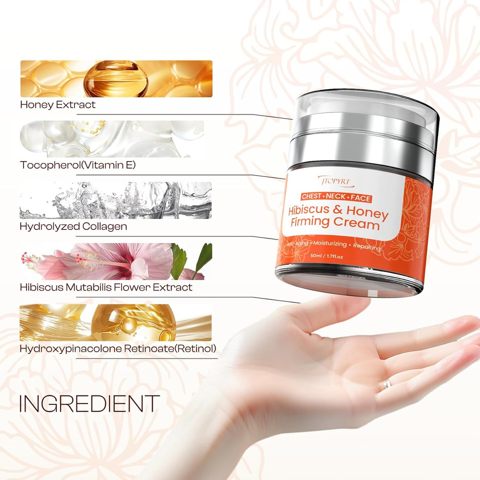 Hibiscus And Honey Firming Cream: Anti Aging Face Cream Reduces Wrinkles And Dryness Organic Neck Creams For Tightening And Firming Suitable For Face Neck And Shoulders Hibiscus And Honey Firming Cream: Anti Aging Face Cream Reduces Wrinkles And Dryness Organic Neck Creams For Tightening And Firming Suitable For Face Neck And Shoulders