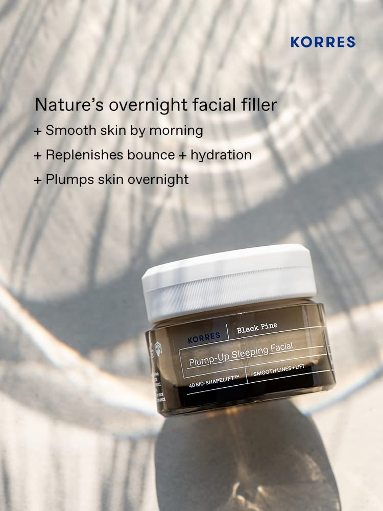 Korres Black Pine 4D Bio-Shapelift Plumping Night Cream, Firming Face Moisturizer For Women & Men, Overnight Hydration Cream For Smoother-Looking Skin, Vegan Skincare, Dermatologist-Tested, 1.35 Fl Oz