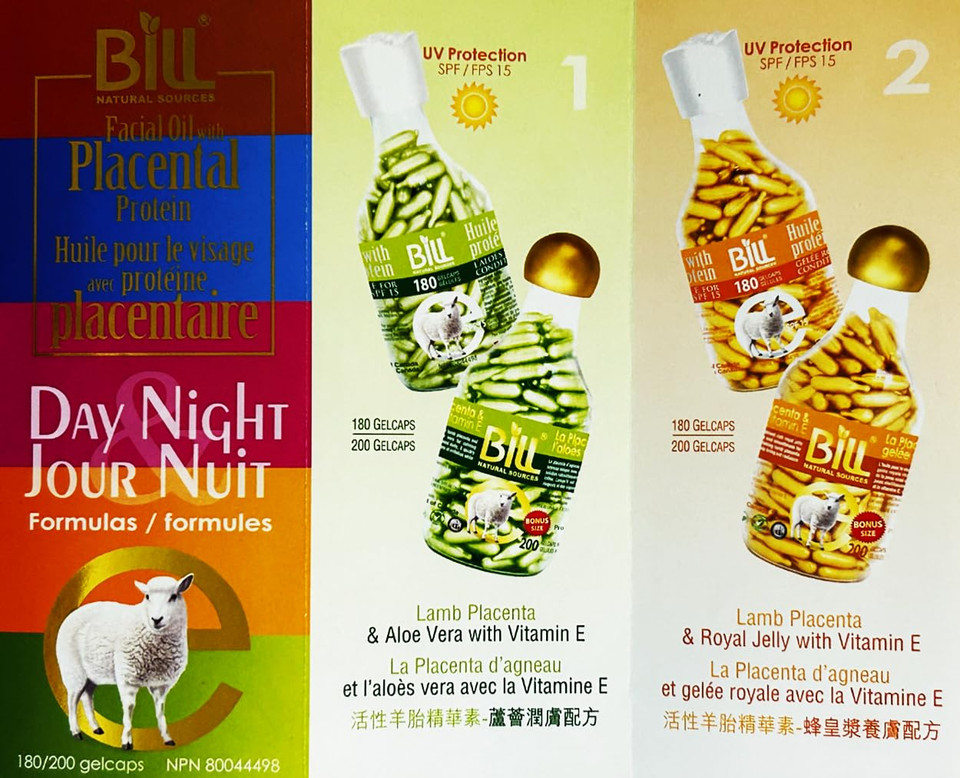 Lamb Placenta & Avocado With Vitamin E Facial Oil, 200 Gelcaps, Bill Natural Sources