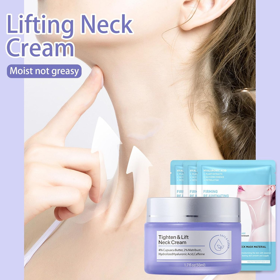 Neck Firming Cream Set,Non-Greasy Tighten Lift Firming Neck Face Cream Skincare Moisturizer, 2 Pcs Deep Moisturizing Face Lotion For All Skin Type, 2 Pack