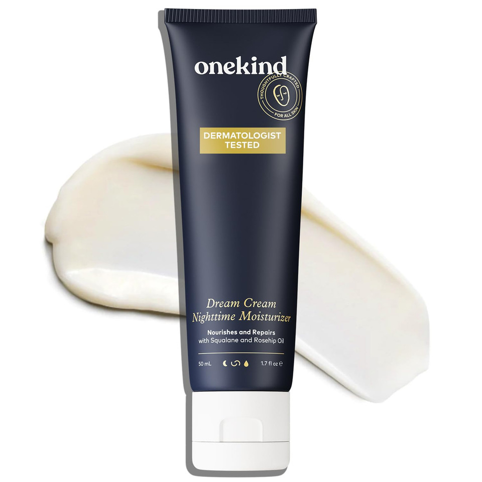 Onekind Dream Cream Night Moisturizer  Hydrating Anti-Aging Face Cream With Squalane, Rosehip & Shea Butter  Fragrance-Free, Vegan, For Dry & Sensitive Skin  1.7 Oz