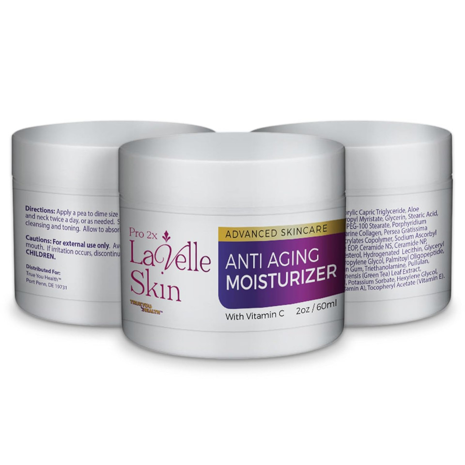 Pro 2X Lavelle Skin Moisturizer - Anti Aging Moisturizer For Face - 2 Month Supply - Promote Younger Looking Hydrated Skin - Contains Vitamins, Ceramides, & Collagen - Help Reduce Wrinkles Appearance