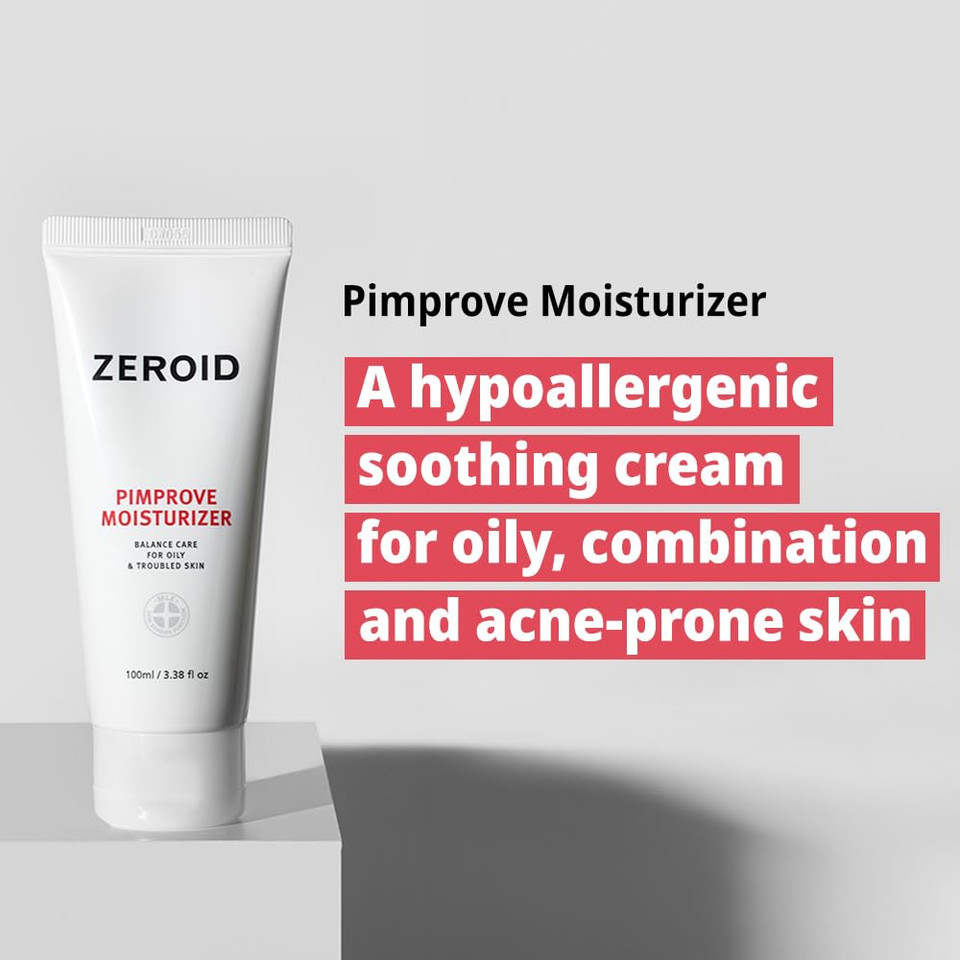 Zeroid | Pimprove Moisturizer Cream | Hyaluronic Acid Moisturizer Face Cream | Korean Face Lotion For Women And Men | Korean Skin Care | Skin Barrier Moisturizing Facial Care | 3.38 Fl Oz (100Ml)