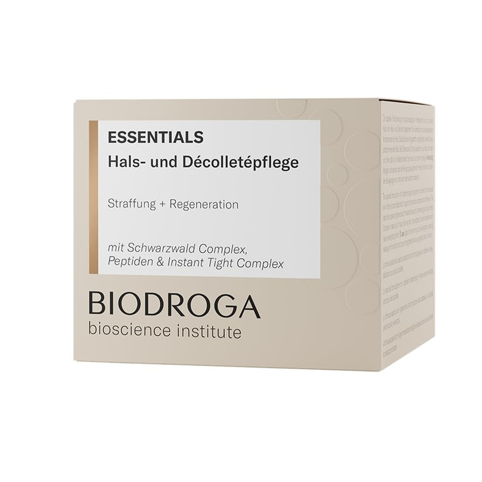 Biodroga Bioscience Institute Essentials Throat And Décolleté Care 50 Ml - Skin Firming Care Cream With Black Forest Complex, Peptides And Glow Effect - Paraben-Free, Silicone-Free, Microplastic-Free