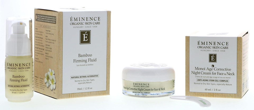 Bundle - 2 Items : Eminence Bamboo Firming Fluid, 1.2 Ounce & Eminence Monoi Age Corrective Night Cream For Face And Neck