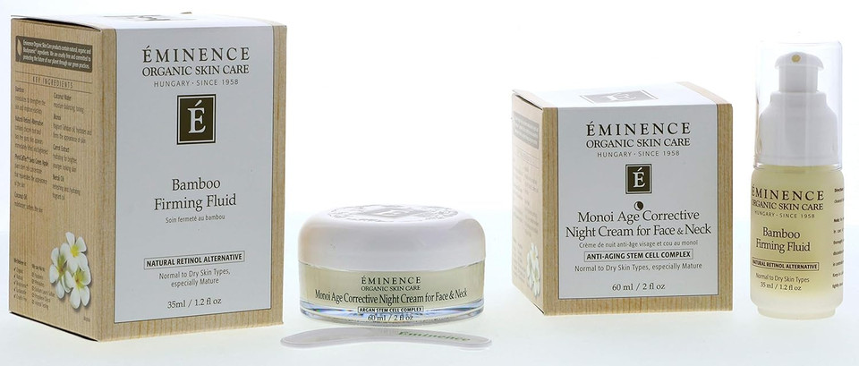 Bundle - 2 Items : Eminence Bamboo Firming Fluid, 1.2 Ounce & Eminence Monoi Age Corrective Night Cream For Face And Neck