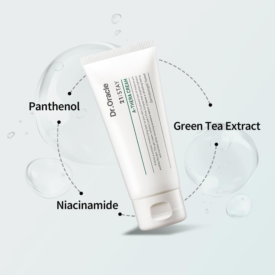 Dr. Oracle 21 Stay A-Thera Cream Gel  Lightweight Gel Moisturizer For Oily, Sensitive Skin, Non-Comedogenic, Korean Skincare, Dermatologist Tested, 1.69 Fl. Oz