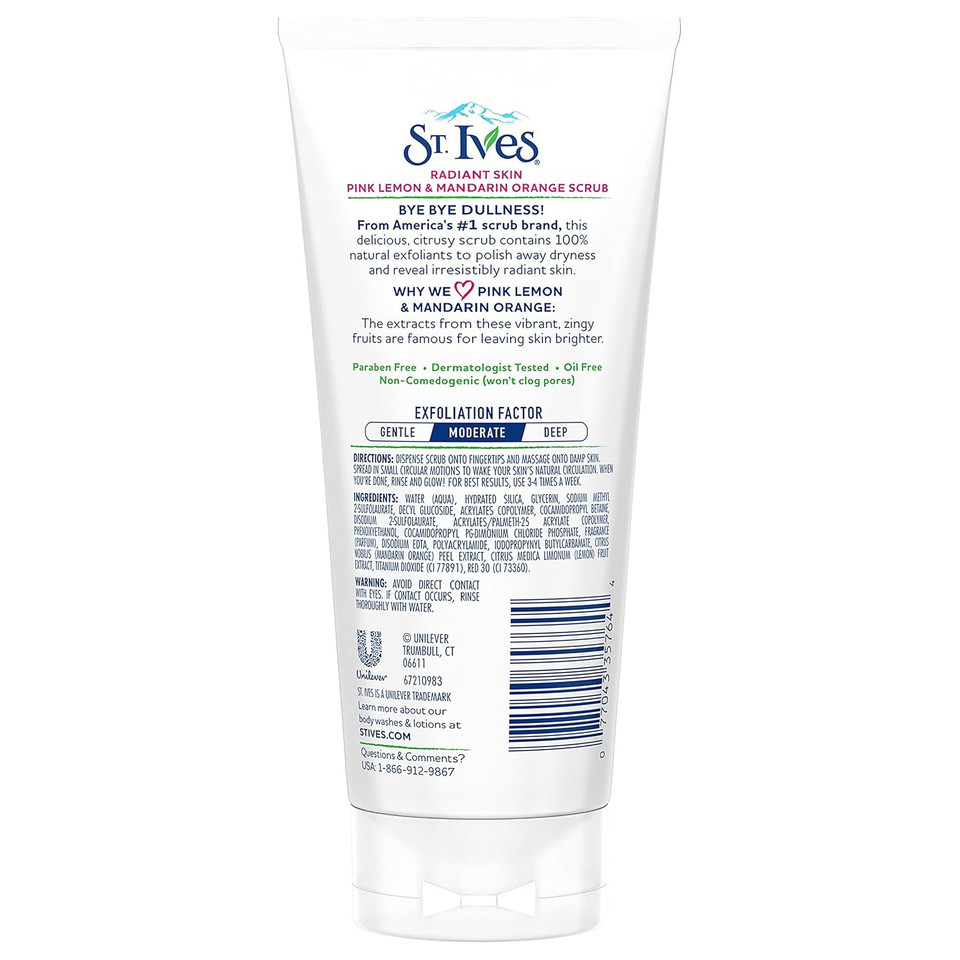 St. Ives Radiant Skin Face Scrub, Pink Lemon And Mandarin Orange, 6 Oz