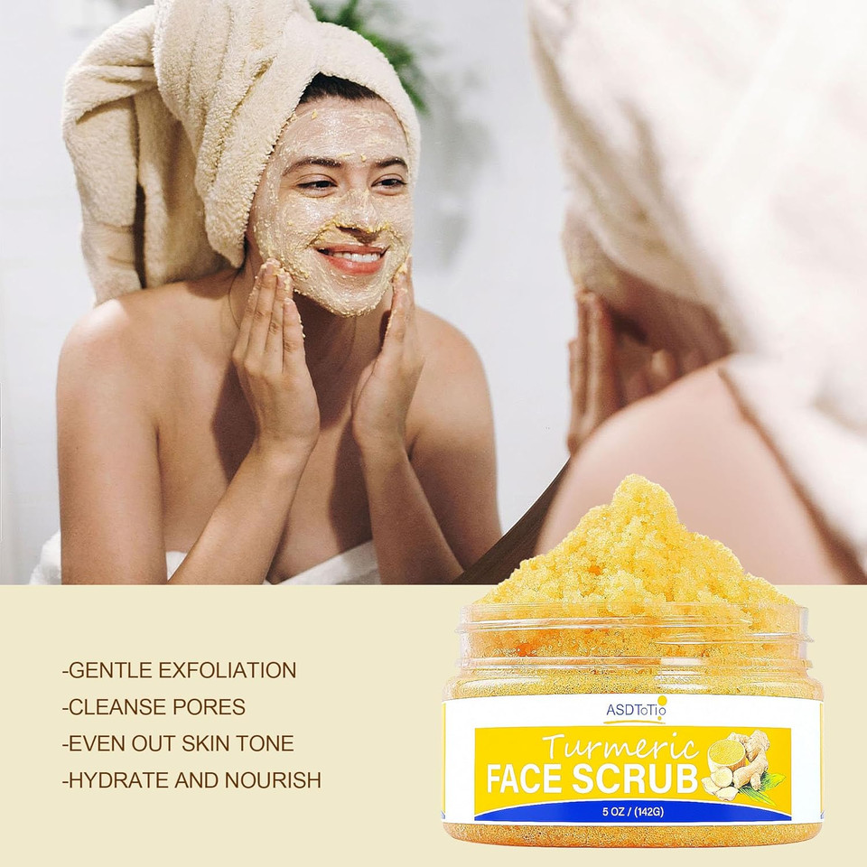 Turmeric Scrub - For Face And Body, Natural Ingredients With Vitamin C To Cleanse And Hydrate Skin, Turmeric Scrub Skin Care For All Skin Types