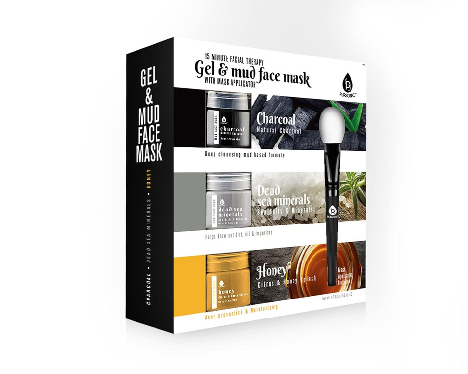 Pursonic 15-Minute Facial Therapy Face Mask With Mask Applicator (Gel, 3-Pack) Anti-Aging, Moisturizing, Pore Refining