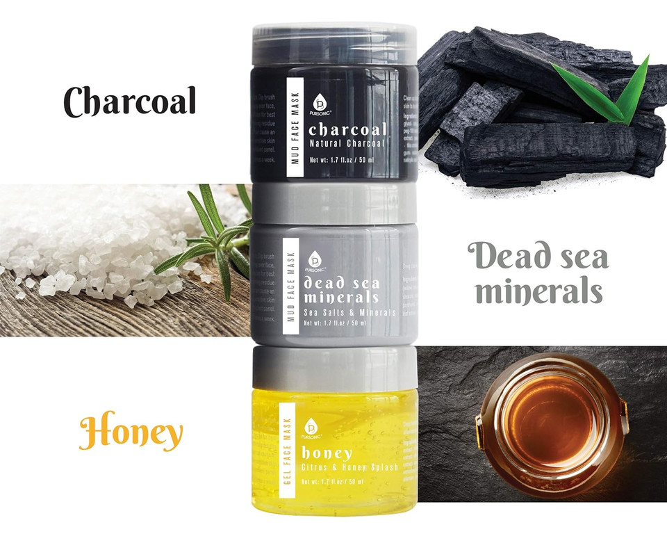 Pursonic 15-Minute Facial Therapy Face Mask With Mask Applicator (Gel, 3-Pack) Anti-Aging, Moisturizing, Pore Refining