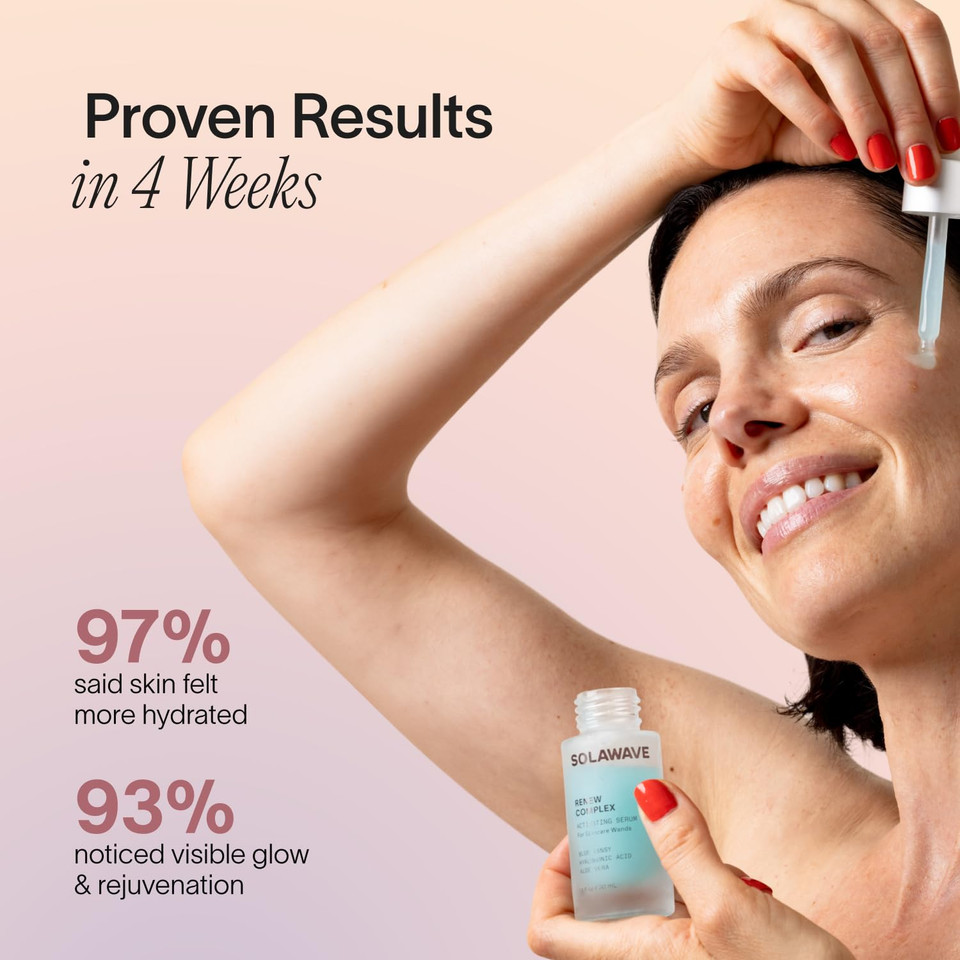 Solawave Renew Complex Red Light Therapy Activation Serum For Face & Neck | Pairs With Led Facial Wand Device | Hydrates & Plumps The Skin | Blue Tansy, Aloe Vera, Hyaluronic Acid (1 Oz)