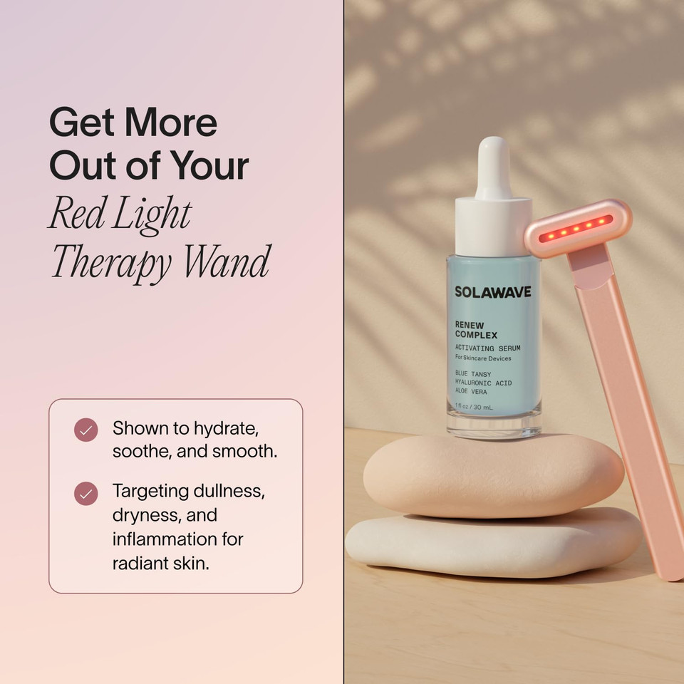 Solawave Renew Complex Serum For Face & Neck | Boost The Effects Of Facial Wand | Red Light Therapy For Face & Microcurrent Facial Device For Anti-Aging & Skin Tightening