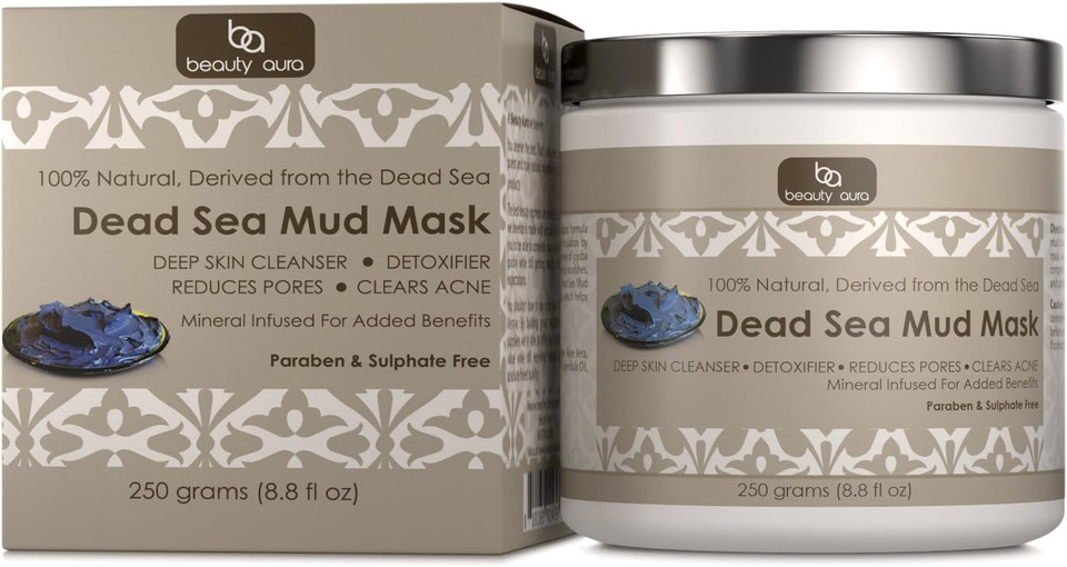 Dead Sea Mud Mask - 250 Grams (8.8 Fl Oz) - 100% Natural - Paraben & Sulphate Free- Deep Cleanses & Detoxifies The Skin  Pomotes Visibly Lesser Pores And Clearer Skin