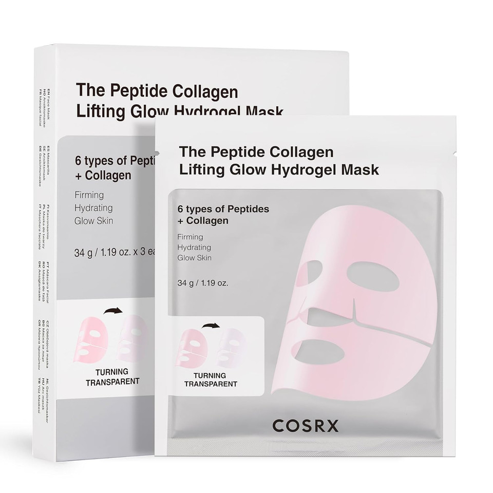Cosrx Advanced Snail Mucin Glass Glow Hydrogel Face Masks Skincare 3 Ea, Collagen Face Mask, Travel Essentials, Overnight Face Mask, Korean Skin Care