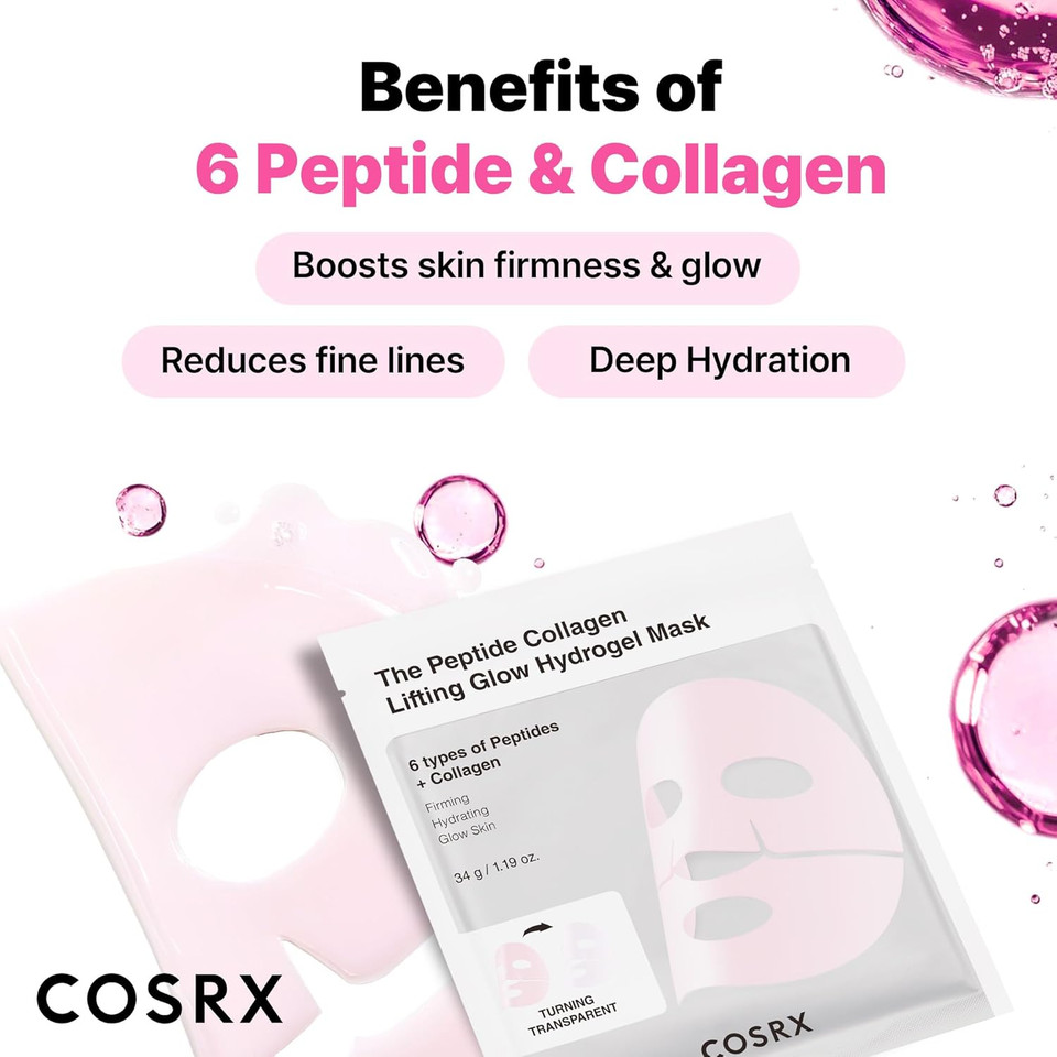 Cosrx Advanced Snail Mucin Glass Glow Hydrogel Face Masks Skincare 3 Ea, Collagen Face Mask, Travel Essentials, Overnight Face Mask, Korean Skin Care