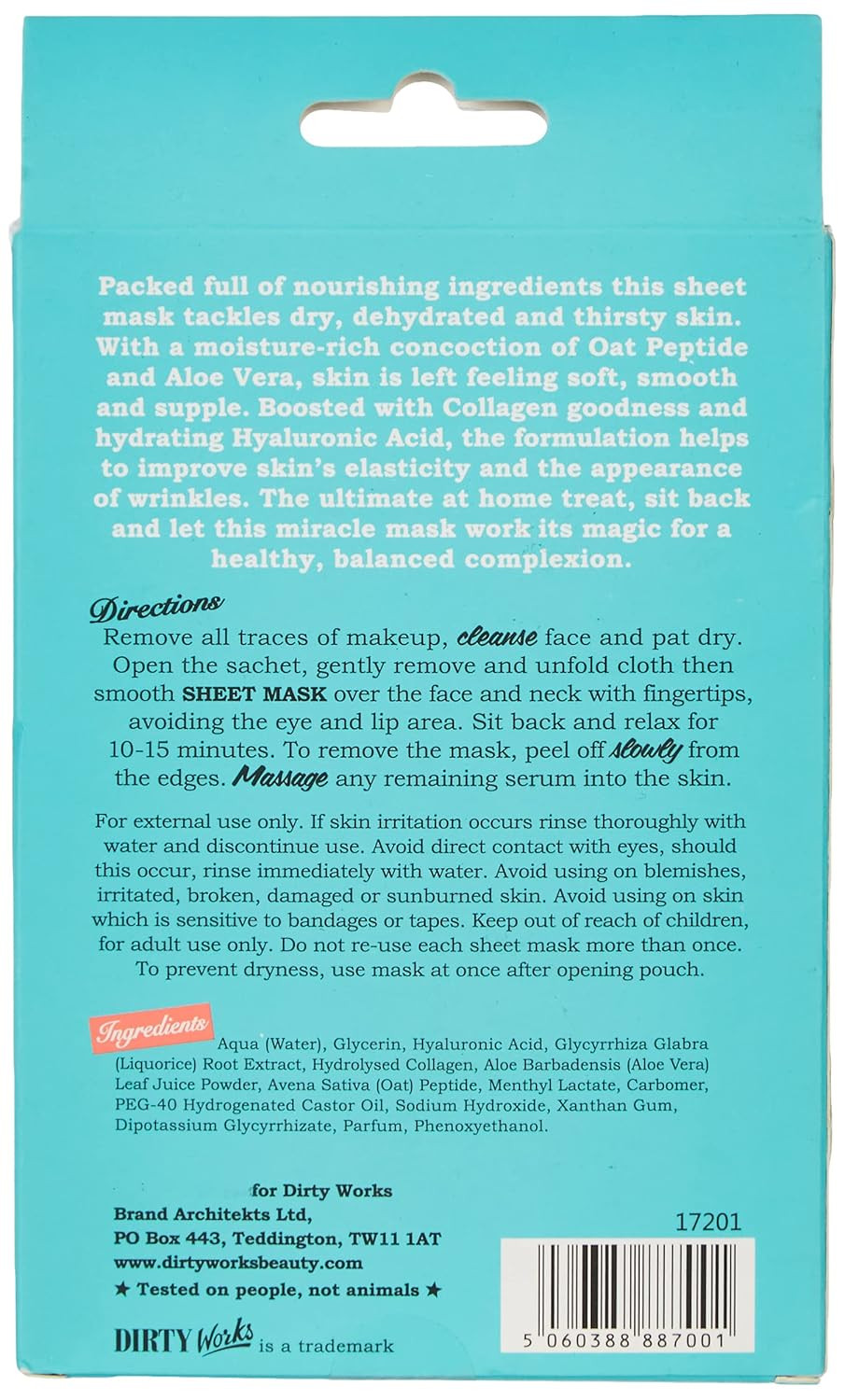 Collagen Infused Moisturizing Sheet Mask , Box Of 3 Masks