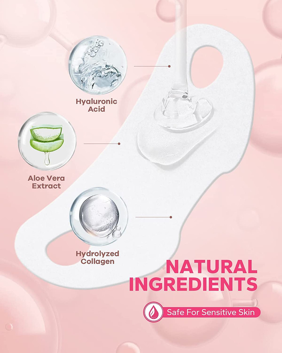 Fairyface V Line Lifting Mask, 5 Count Double Chin Reducer, Lifting Hydrogel Collagen Mask With Aloe Vera And Seaweed, Hydrating And Anti-Aging, Creating A V-Shaped Face Full Of Vitality