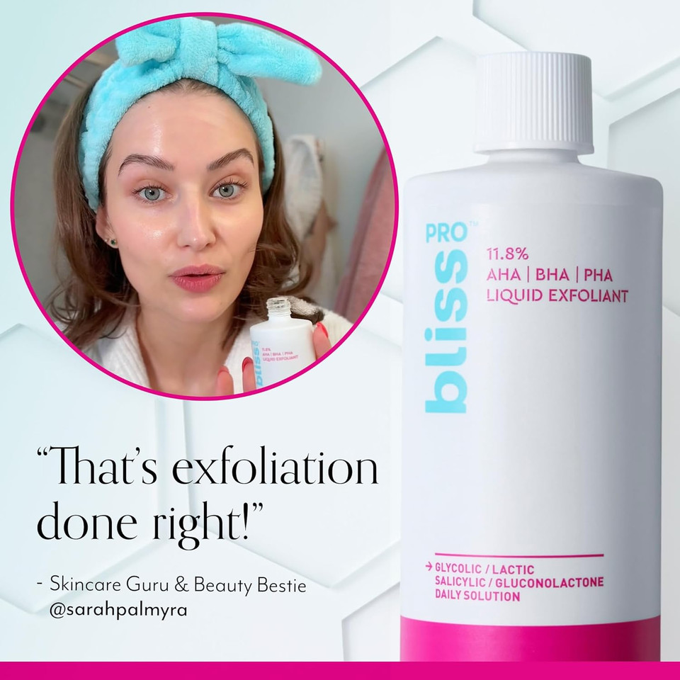 Blisspro Liquid Exfoliant - Weekly Exfoliating Treatment With 11.8% Aha, Bha, Pha - 4 Fl Oz | Smooths Skin Texture, Reduces Pores & Fine Lines