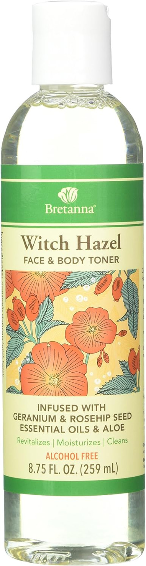 Bretanbretna Witch Hazel Toner Geranium Rosehip, 8.75 Fl Oz