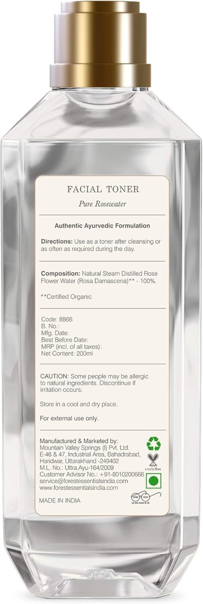 Forest Essentials Pure Rose Water Facial Toner, 200Ml